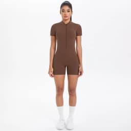 Hollow Out Backless Short Sleeved Zipper Jumpsuit for Woman Jumpsuit Yoga Suit One-Piece Legging Short Push Up Gym Yoga Clothing