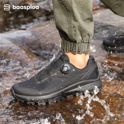 Baasploa Men Hiking Shoes Outdoor Climbing Mesh Breathable Travel Walking Shoes Male Non-Slip Wear Resistant Comfortable Sneaker