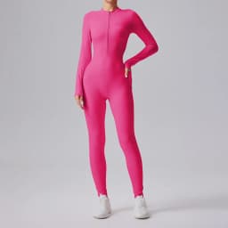 Naked Feel Yoga Unitard with Half Zip, Slimming Dance Bodysuit for Women, Seamless Gym Wear One Piece Workout Suit Spring Autumn
