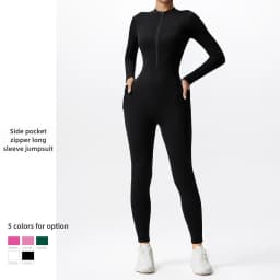 Naked Feel Yoga Unitard with Half Zip, Slimming Dance Bodysuit for Women, Seamless Gym Wear One Piece Workout Suit Spring Autumn