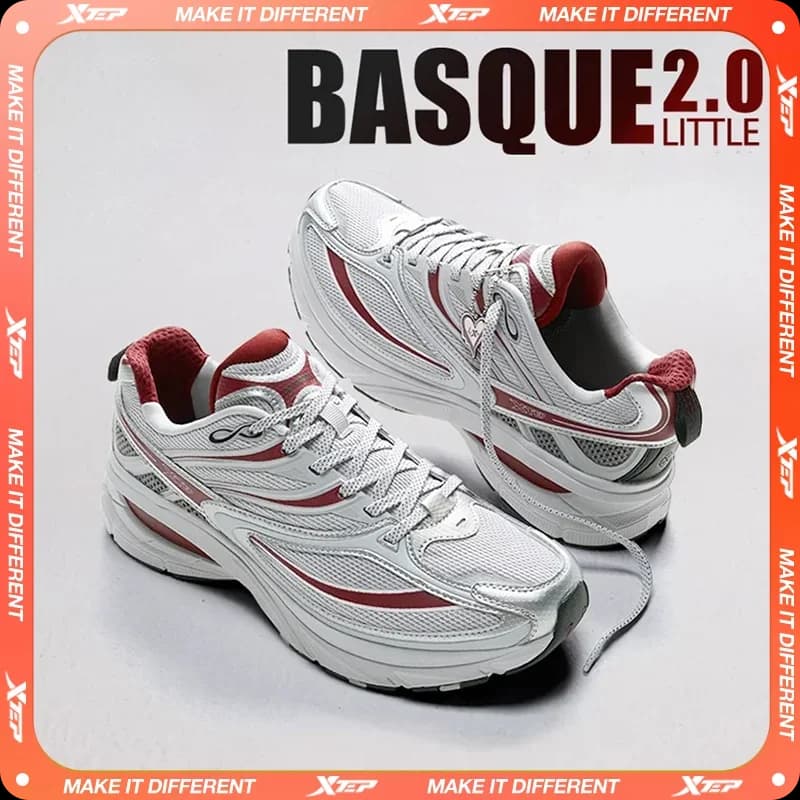 Xtep Little Basque 2 Casual Shoes for Men 2025 Summer Vintage Breathable Comfortable Non-Slip Durability Sneakers 875219320017