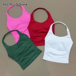 Gym Sports Top Women Seamless Yoga Tank Longline Strappy Top Open Back Bra Sportswear Gym Clothing Running Workout Halter