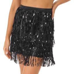 Fringed Mini Skirts Latindance Womens Sparkly Sequin Tassel Skirt Latin Dance Costume Clubwear Bellydance Costume Dancewear