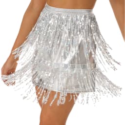 Fringed Mini Skirts Latindance Womens Sparkly Sequin Tassel Skirt Latin Dance Costume Clubwear Bellydance Costume Dancewear
