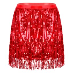 Fringed Mini Skirts Latindance Womens Sparkly Sequin Tassel Skirt Latin Dance Costume Clubwear Bellydance Costume Dancewear