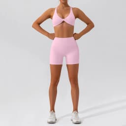 Hearuisavy Summer 2PCS Long Sleeve Gym Set Women Yoga Clothes Quick-Drying Sportswear Running Leggings Workout Sports Crop Top