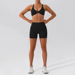 Hearuisavy Summer 2PCS Long Sleeve Gym Set Women Yoga Clothes Quick-Drying Sportswear Running Leggings Workout Sports Crop Top
