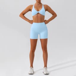Hearuisavy Summer 2PCS Long Sleeve Gym Set Women Yoga Clothes Quick-Drying Sportswear Running Leggings Workout Sports Crop Top