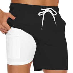 Mens Swim Trunks with Compression Liner Phone Pocket Summer Quick Dry Board Shorts Beach Shorts Swimwear Swimsuit Bathing Suits