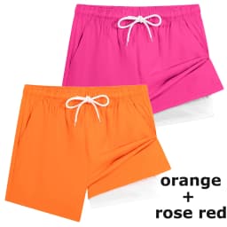 Mens Swim Trunks with Compression Liner Phone Pocket Summer Quick Dry Board Shorts Beach Shorts Swimwear Swimsuit Bathing Suits