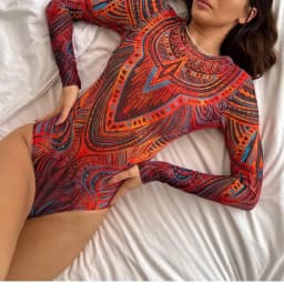 Women Long Sleeve Tattoo Swimsuit UV Protection Rash Guard SPF Sunblock Surfing Suit Diving Swimwear Beach Sportswear Bodysuits