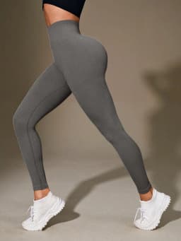 Women's High Waisted Ribbed Yoga Pants - Solid Color Stretchy Tummy Control Workout Leggings for Fitness Gym Lounge & Daily Wear