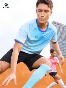 Kelme Men's Football Jacket Quick Drying Breathable Sports Short Sleeve Thin Outdoor Running Round Neck Training Suit