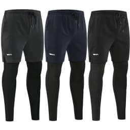 Men's Running Pants Compression Sport Tights 2 In 1 Quick Dry Fitness Gym Leggings Male Sportswear Workout Training Trousers