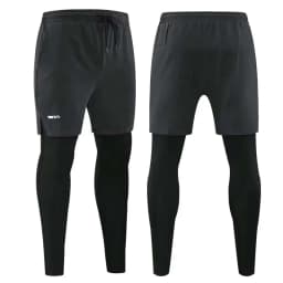 Men's Running Pants Compression Sport Tights 2 In 1 Quick Dry Fitness Gym Leggings Male Sportswear Workout Training Trousers