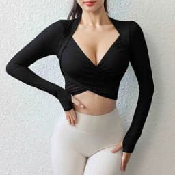 Long sleeved running and fitness clothes with chest pads, new yoga clothes for women, autumn and winter Pilates slimming and tig