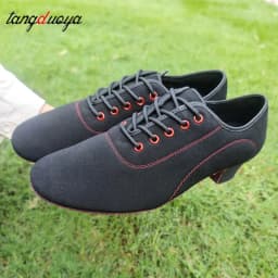 Men Latin Dance Shoes Adult Suede Soles Teacher Shoes Soft Base Male Oxford Heel Canvas Breathable Dance Sneakers 