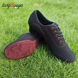 Men Latin Dance Shoes Adult Suede Soles Teacher Shoes Soft Base Male Oxford Heel Canvas Breathable Dance Sneakers 