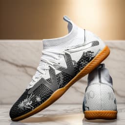 Premium Cushioned IC Indoor Football Cleats, Shock‑Absorbing Rubber Flat Sole, Comfort Fit for Adult 5‑A‑Side Indoor Training