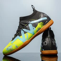 Premium Cushioned IC Indoor Football Cleats, Shock‑Absorbing Rubber Flat Sole, Comfort Fit for Adult 5‑A‑Side Indoor Training