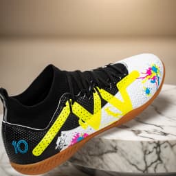 Premium Cushioned IC Indoor Football Cleats, Shock‑Absorbing Rubber Flat Sole, Comfort Fit for Adult 5‑A‑Side Indoor Training