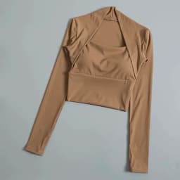 Fitness Chest Cushion Sports Top Women Long Sleeve Shirts Pra Speed Up Short Elegant Dance Yoga Clothes Small Waistband Gym