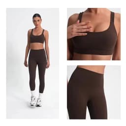 Solid Color Women Fitness Sport Bra Top High Strength Cross Shoulder Strap Gym Underwear Shockproof Tight Workout With Chest Pad