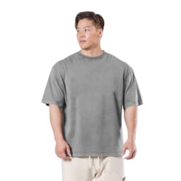 Washed T-Shirt 230G 100Cotton Solid Oversized Loose Fitness Mens Tee Tops Dropped Shoulders Short Sleeve Gym Bodybuilding Shirts