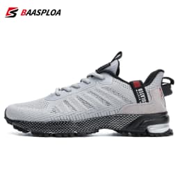 Baasploa Men Running Shoes Outdoor Lightweight Breathable Lace up Tennis Shoes Male Casual Non-Slip Professional Sports Shoes