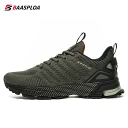 Baasploa Men Running Shoes Outdoor Lightweight Breathable Lace up Tennis Shoes Male Casual Non-Slip Professional Sports Shoes