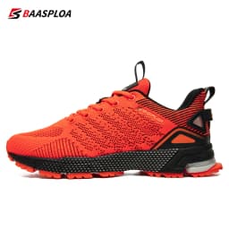 Baasploa Men Running Shoes Outdoor Lightweight Breathable Lace up Tennis Shoes Male Casual Non-Slip Professional Sports Shoes