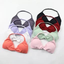 Strappy Bra Gym Top Women High Support Thin Strap Halter Sports Seamless Bras Scrunch Push-up Workout Yoga Tank Tops