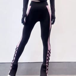 Professional Ice Skating Pants, Flower Skating Training Pants, High Waist Slimming, High Elasticity, Ultra Soft and Slim Fitting