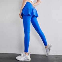 High Waist Legging Nylon Elasticity Gymwear Workout Running Activewear Yoga Pant Hip Lifting Trainning Fake Two Skirt + Pants