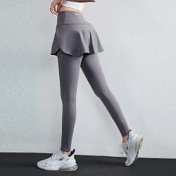 High Waist Legging Nylon Elasticity Gymwear Workout Running Activewear Yoga Pant Hip Lifting Trainning Fake Two Skirt + Pants