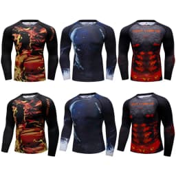 Mens BJJ MMA Rash Guard T-shirt  Fitness Sport Compression T-shirts New Boxing Jerseys Gym High-elasticity Workout T Shirts