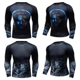 Mens BJJ MMA Rash Guard T-shirt  Fitness Sport Compression T-shirts New Boxing Jerseys Gym High-elasticity Workout T Shirts