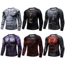 Mens BJJ MMA Rash Guard T-shirt  Fitness Sport Compression T-shirts New Boxing Jerseys Gym High-elasticity Workout T Shirts