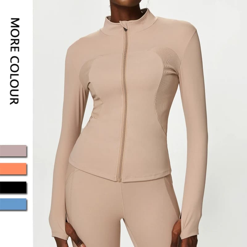 New Women Athletic Sports Shirt Close Fitting Long Sleeve Fitness Yoga Top With Thumb Holes Gym Jacket Female Running Coat