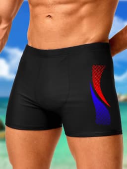 Swimming Trunks with Fashion Prints Men Quick Dry Beach Boxer Shorts with Drawstring Boy Swimwear Underpants