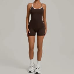 Summer Women's Sports Jumpsuit Shorts Cross Shoulder Straps Hip Lift Tight One-piece Yoga Set Outdoor Running Gym Fitness Suits