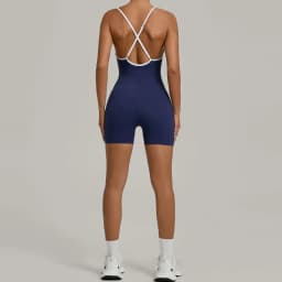 Summer Women's Sports Jumpsuit Shorts Cross Shoulder Straps Hip Lift Tight One-piece Yoga Set Outdoor Running Gym Fitness Suits