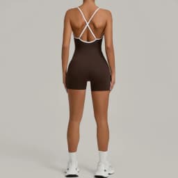 Summer Women's Sports Jumpsuit Shorts Cross Shoulder Straps Hip Lift Tight One-piece Yoga Set Outdoor Running Gym Fitness Suits