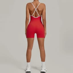 Summer Women's Sports Jumpsuit Shorts Cross Shoulder Straps Hip Lift Tight One-piece Yoga Set Outdoor Running Gym Fitness Suits