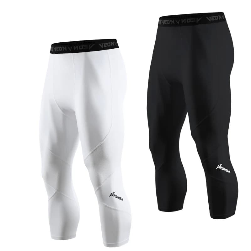 Soft 3/4 Compression Tights for Men Sportswear Quick Dry Training Leggings Gym Fitness Athletic Pants Sport Bottoms Running