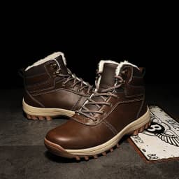 HIKEUP Winter Boots Men Cotton Shoes Winter Outdoor Hiking Shoes Workwear Sport High Top Plus Velvet Warm Men's Shoes