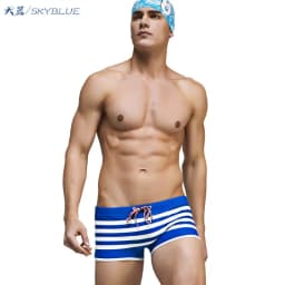 Man's Swimming Trunk Strips Sport Beach Short Swim Brand Swimsuit Pouch Beach Board Shorts