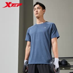 Xtep Short Sleeve Knitted Shirt For Men Summer Sweat-Absorbing Men's T-shirt Training Comfortable Outdoor Tops 876229010108