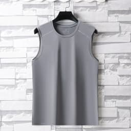 Summer Ice Silk Breathable and Sweat-absorbing Quick Drying Men's Sleeveless T-shirt Soft and Comfortable Men's Top