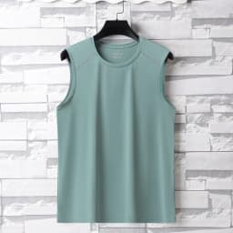 Summer Ice Silk Breathable and Sweat-absorbing Quick Drying Men's Sleeveless T-shirt Soft and Comfortable Men's Top